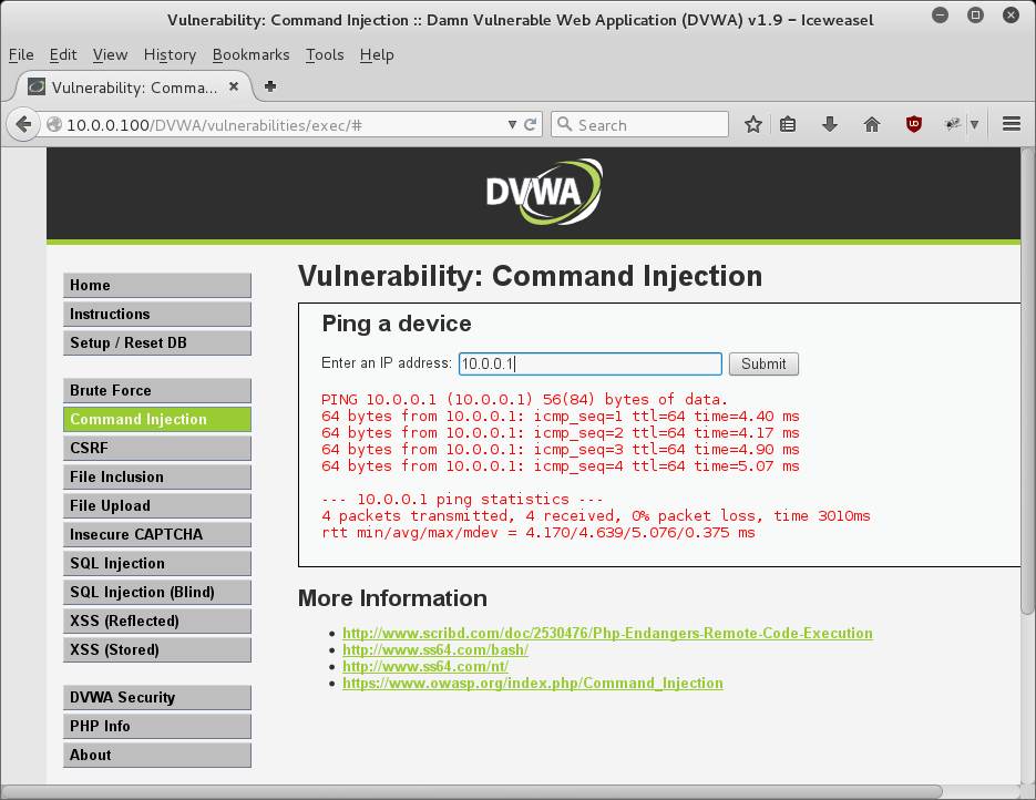 DVWA Command Injection