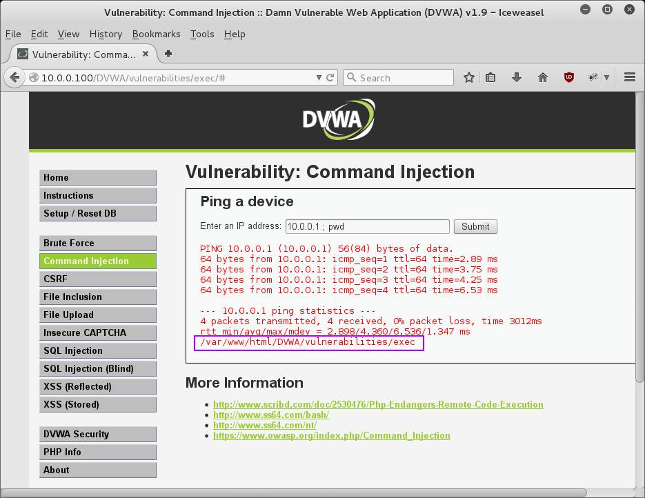 DVWA Command Injection