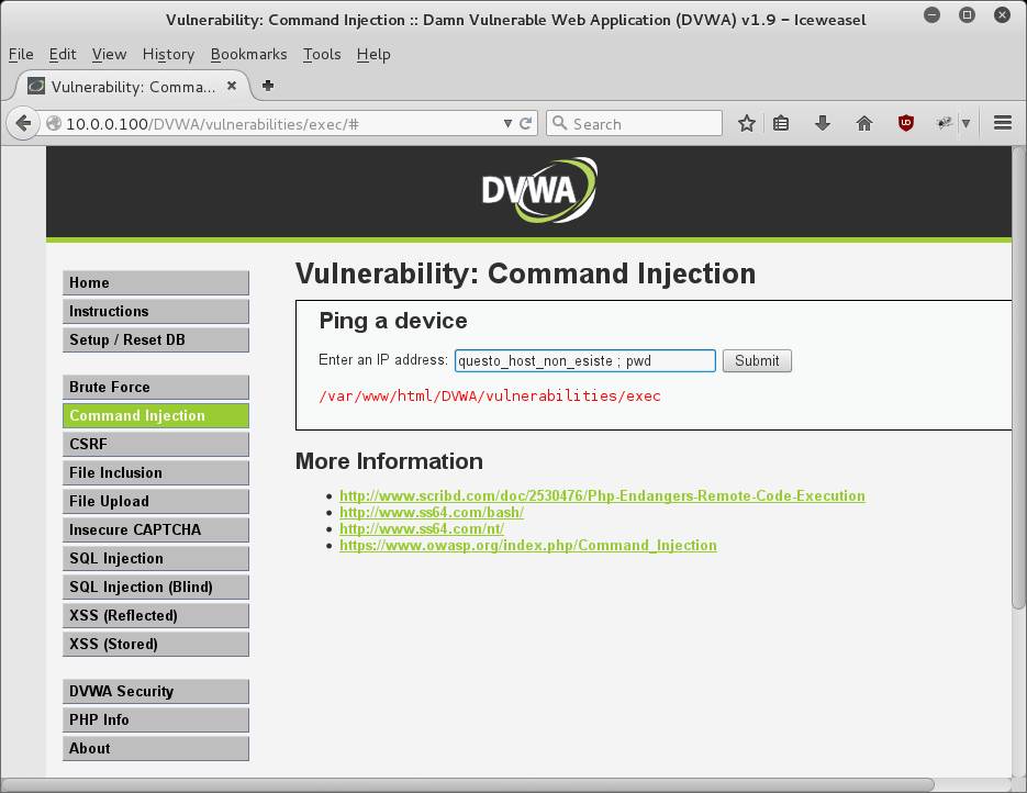 DVWA Command Injection