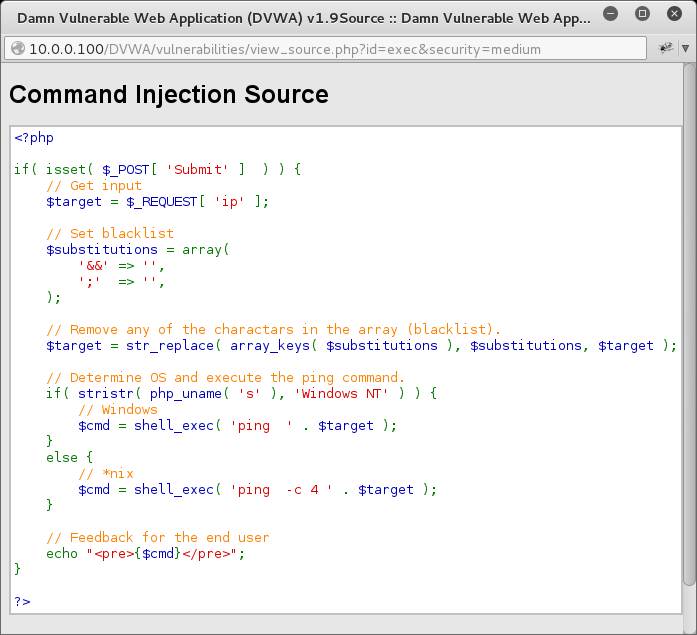 DVWA Command Injection