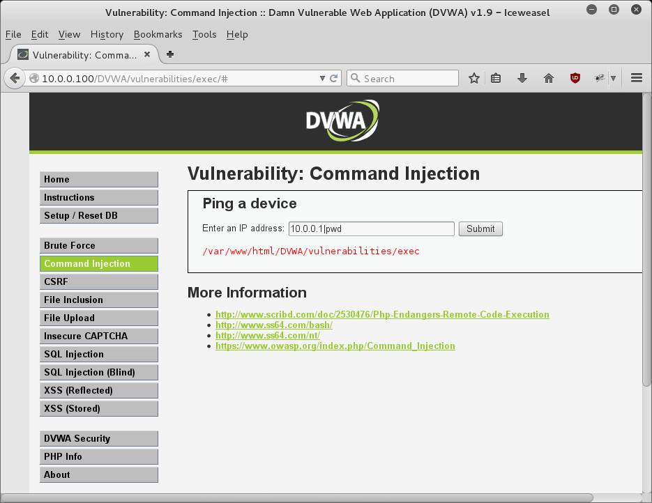 DVWA Command Injection