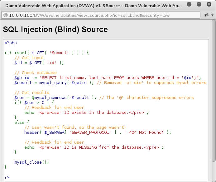 DVWA SQL Injection 