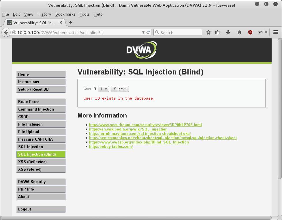 DVWA SQL Injection