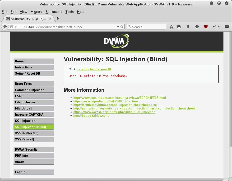 DVWA SQL Injection