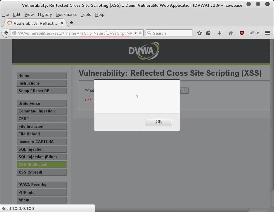 DVWA XSS Reflected